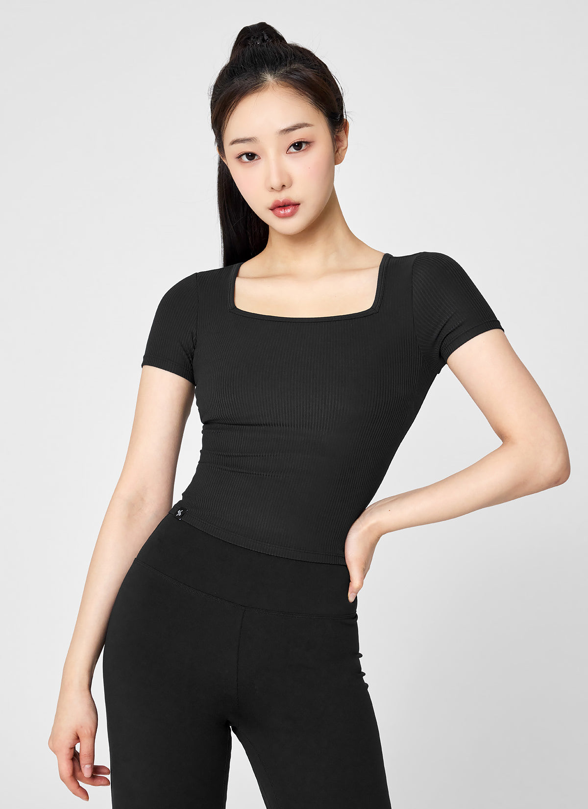 Soft Ribbed Square-Neck Top