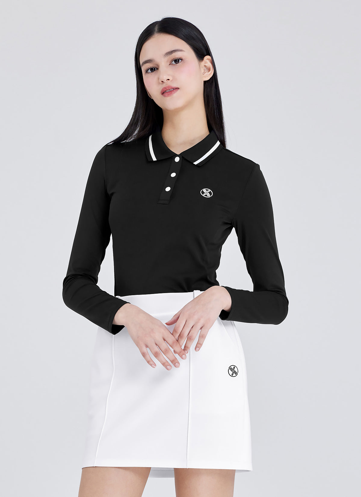 Ribbed Line Polo Long Sleeve