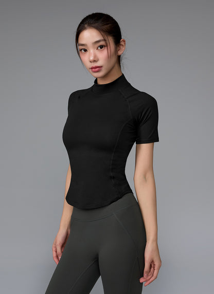 Peach-Like Mock Neck Short Sleeve