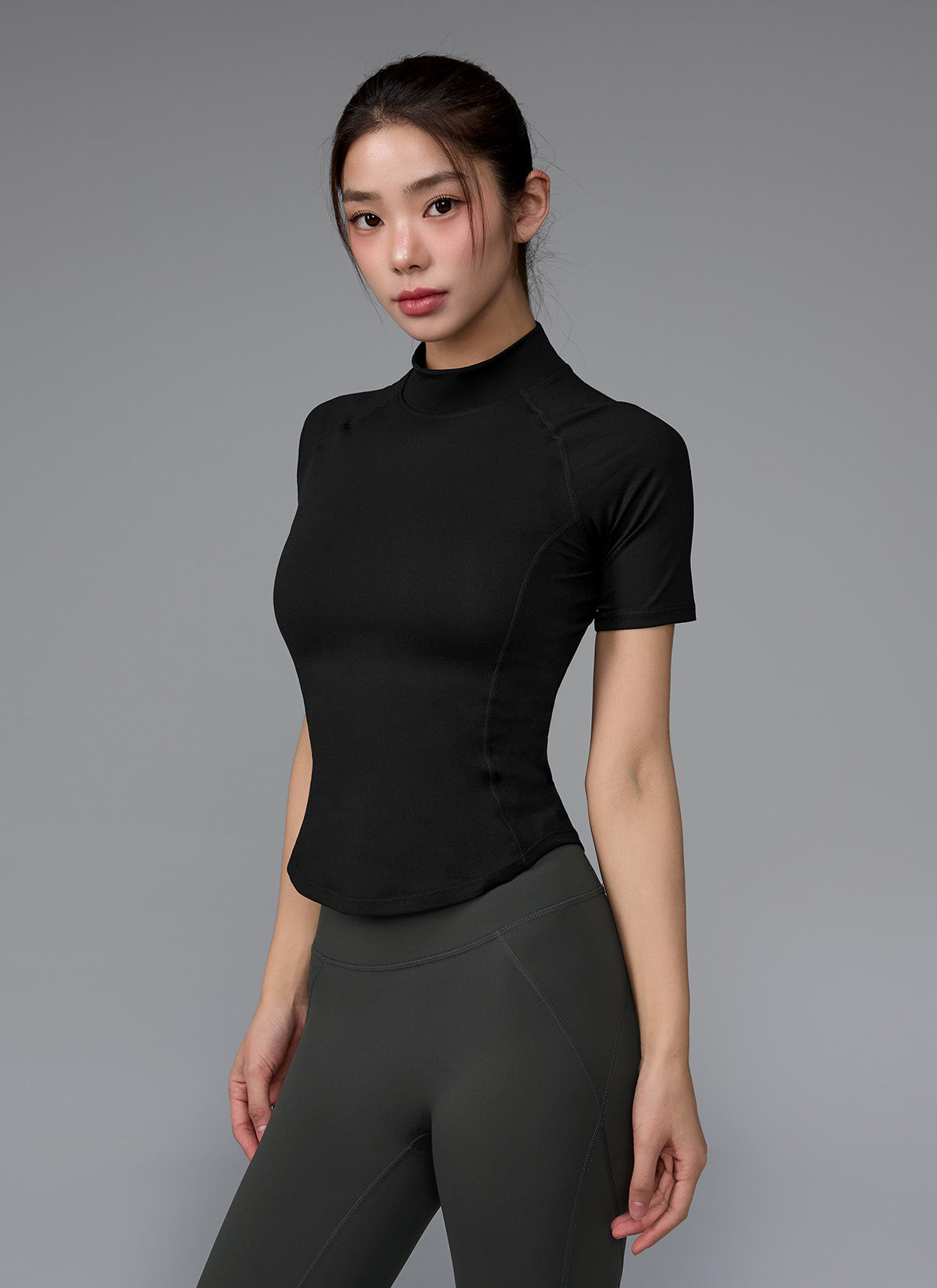 Peach-Like Mock Neck Short Sleeve