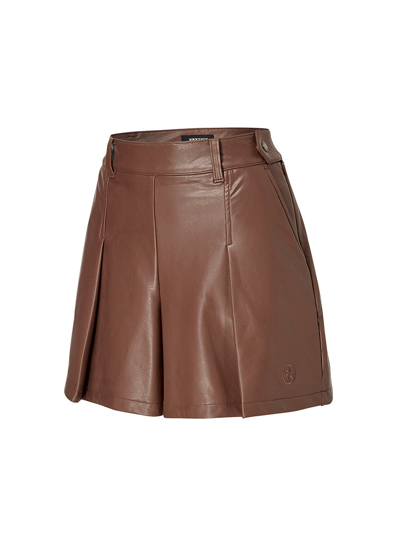 Faux Leather Fleece-Lined Shorts