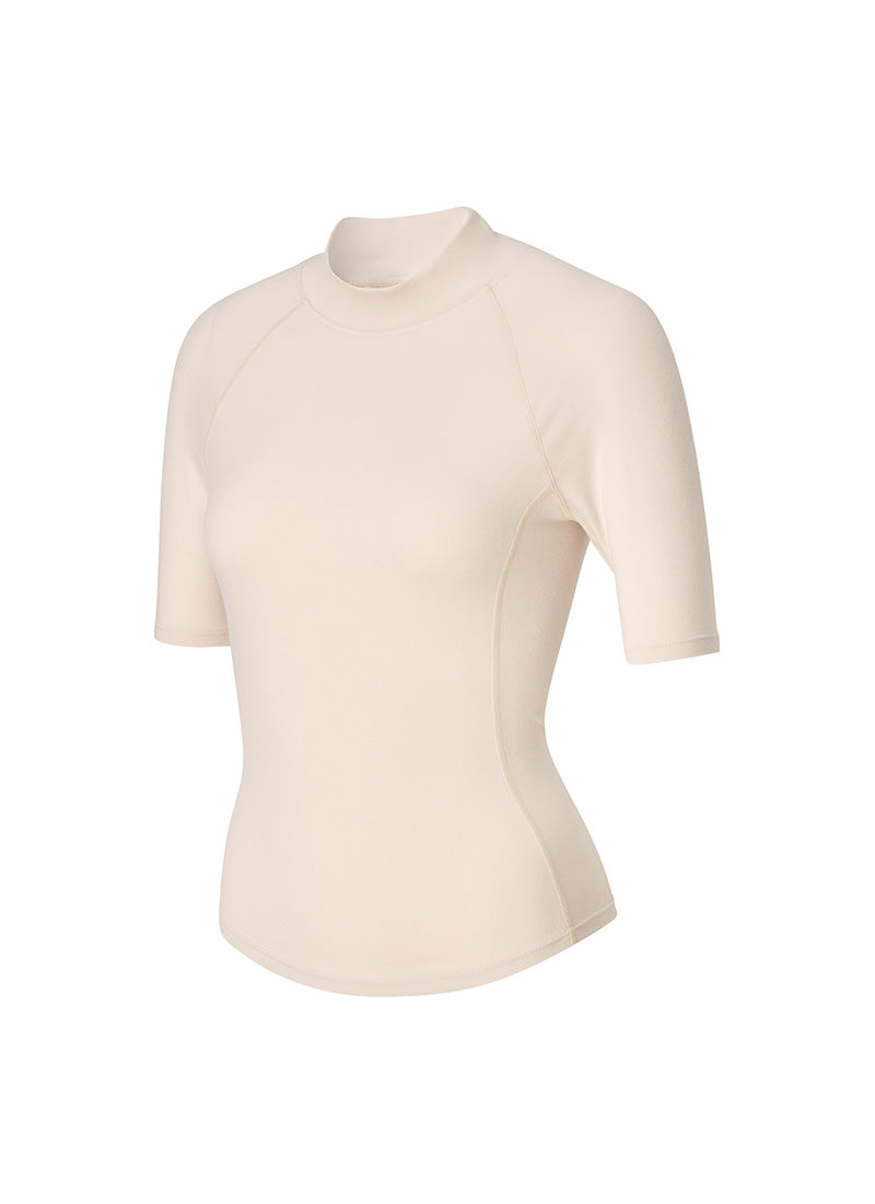 Peach-Like Mock Neck Short Sleeve