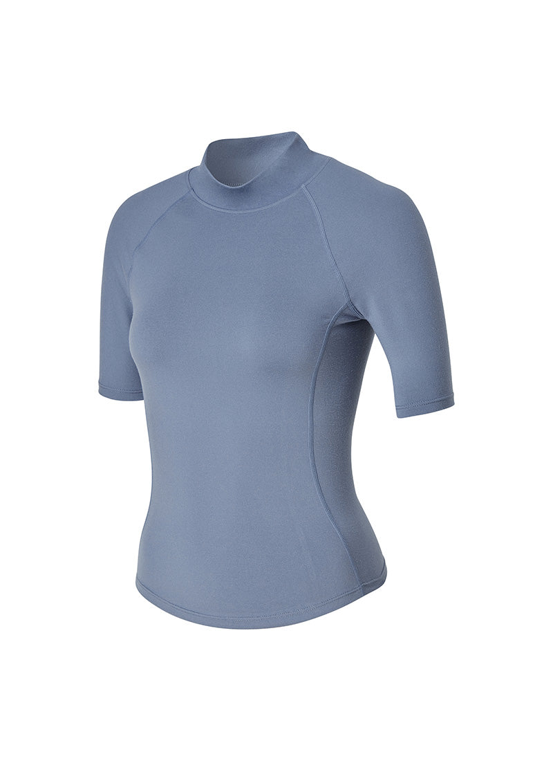 Peach-Like Mock Neck Short Sleeve