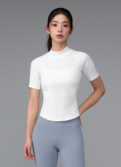 Peach-Like Mock Neck Short Sleeve