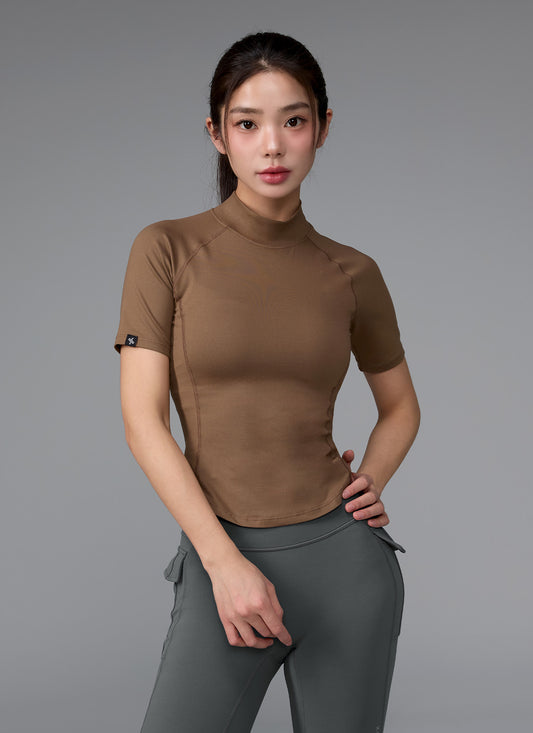 Peach-Like Mock Neck Short Sleeve