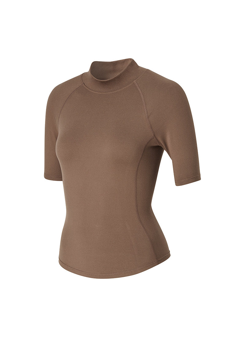 Peach-Like Mock Neck Short Sleeve