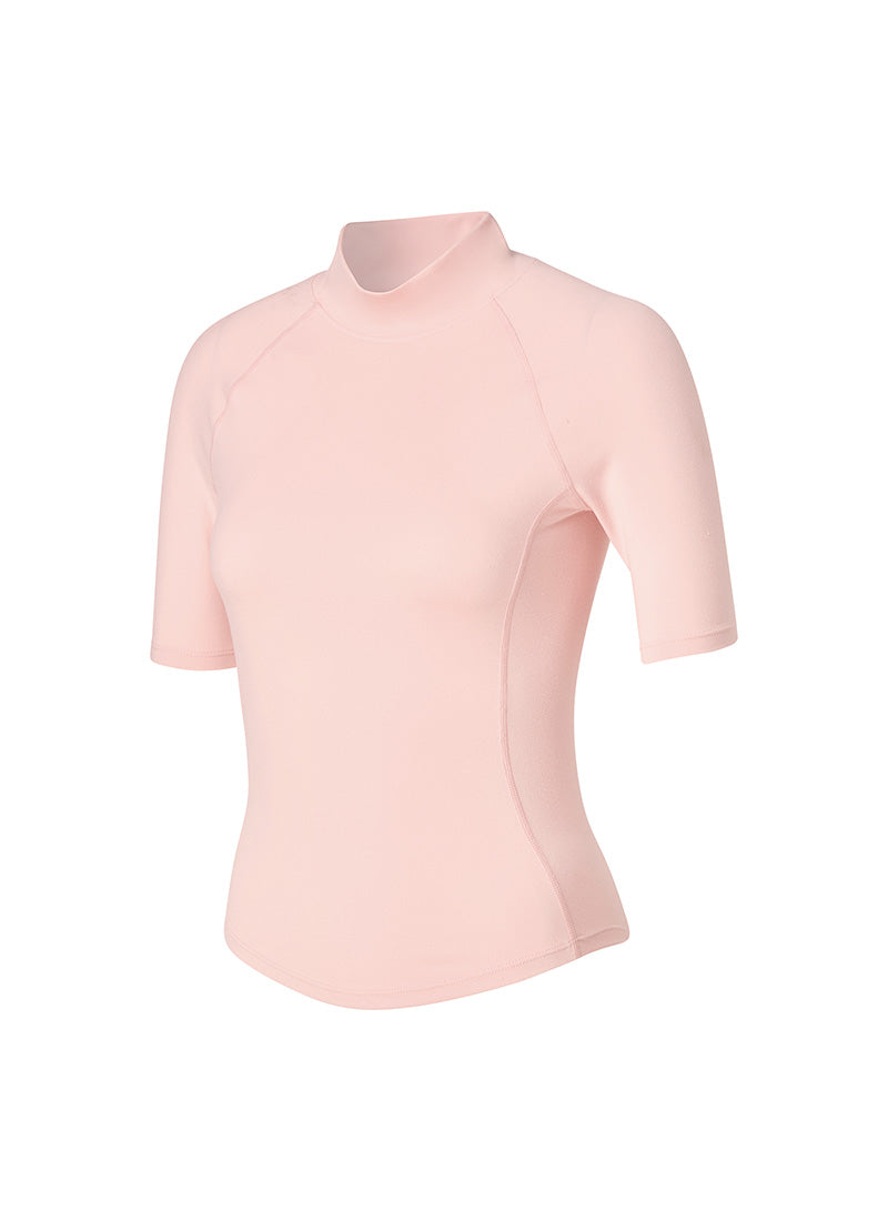 Peach-Like Mock Neck Short Sleeve