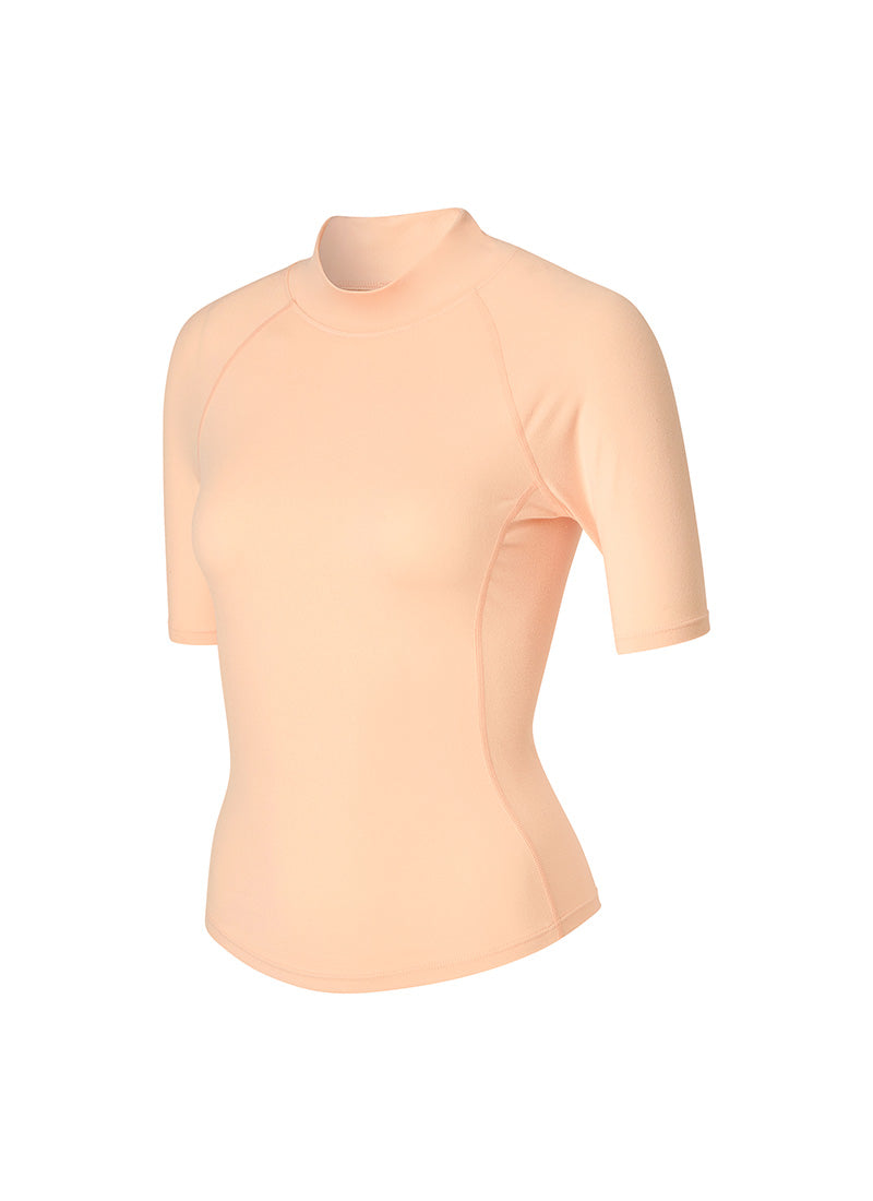 Peach-Like Mock Neck Short Sleeve