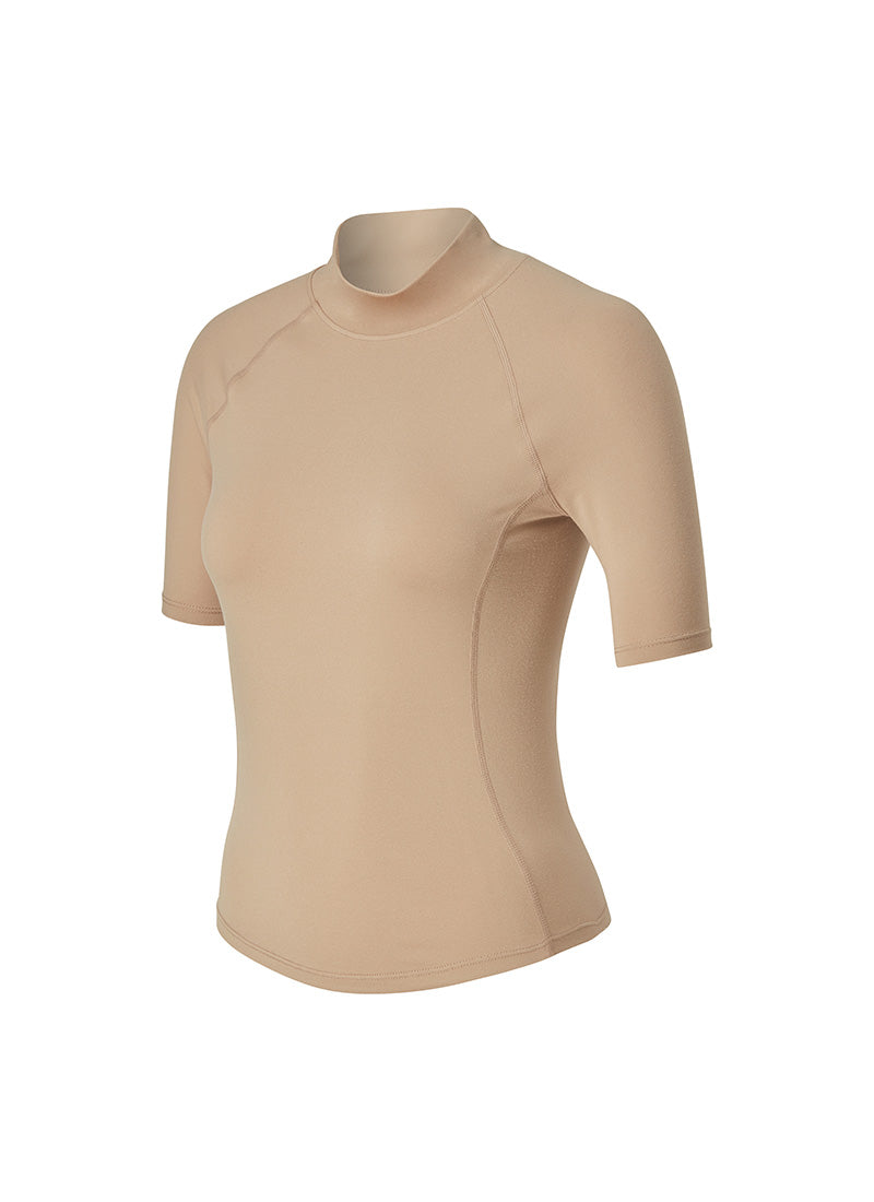 Peach-Like Mock Neck Short Sleeve