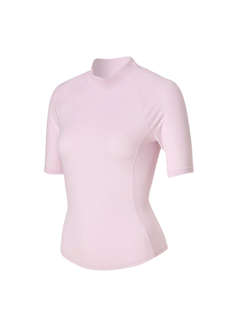 Peach-Like Mock Neck Short Sleeve