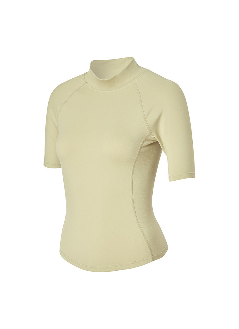 Peach-Like Mock Neck Short Sleeve