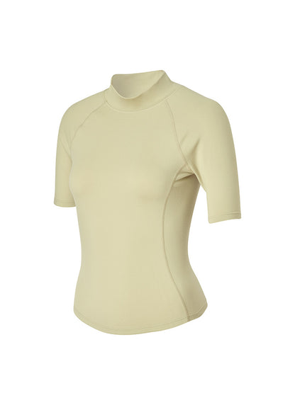 Peach-Like Mock Neck Short Sleeve