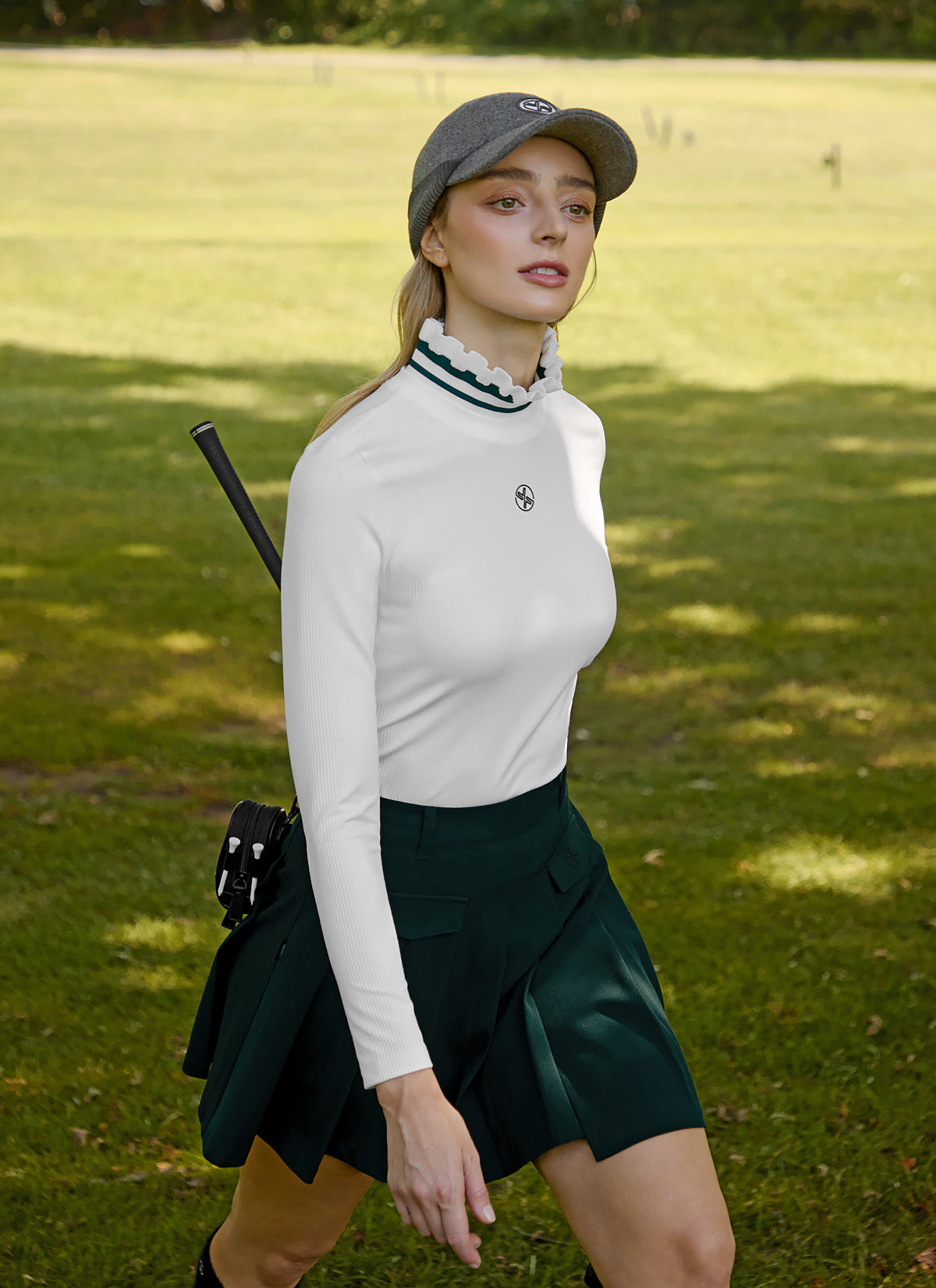 Ruffle Neck Ribbed Long Sleeve –