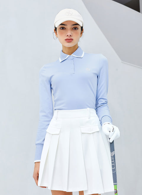 Ribbed Fluffy Polo Long Sleeve