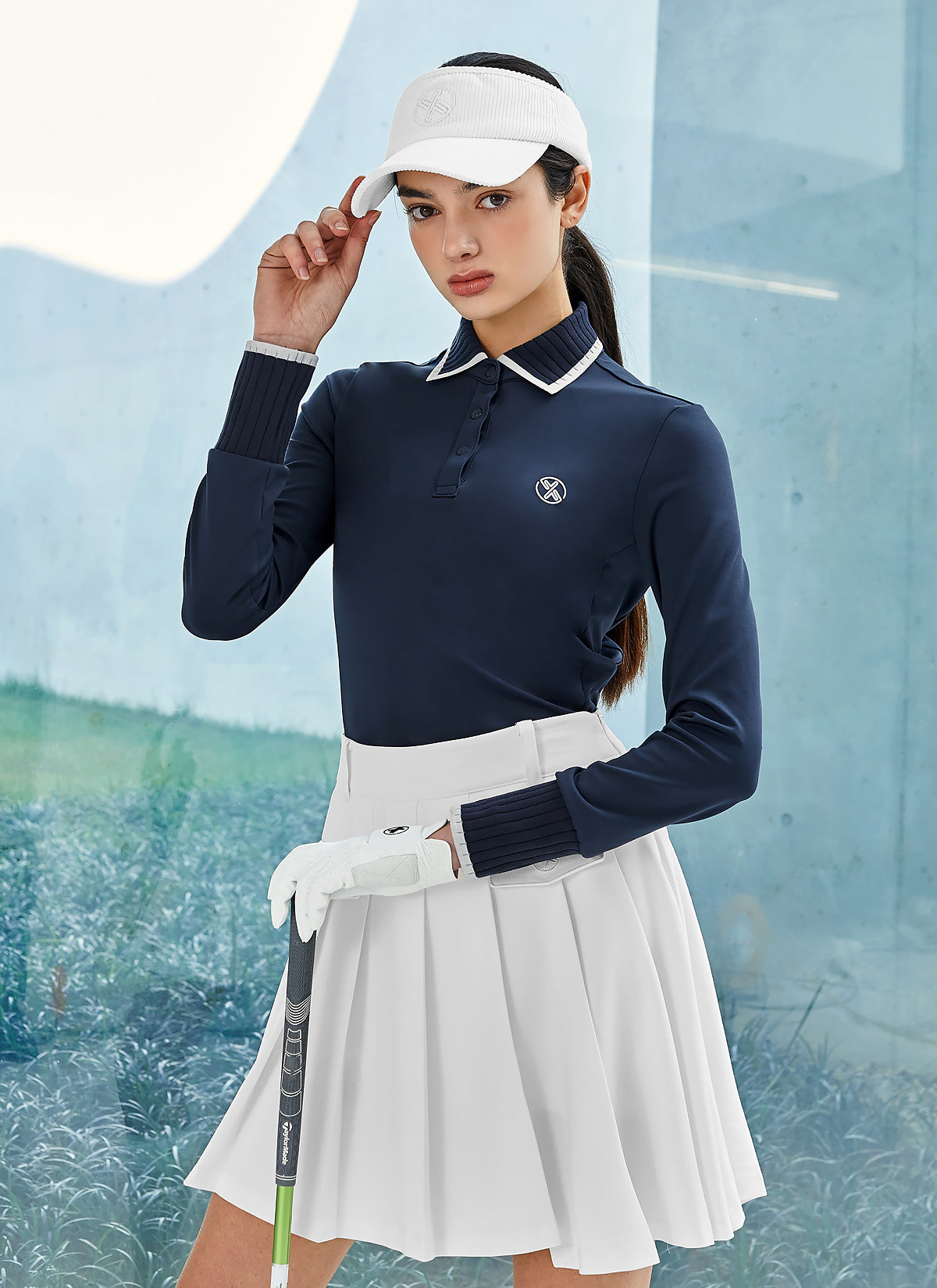 Ribbed Fluffy Polo Long Sleeve