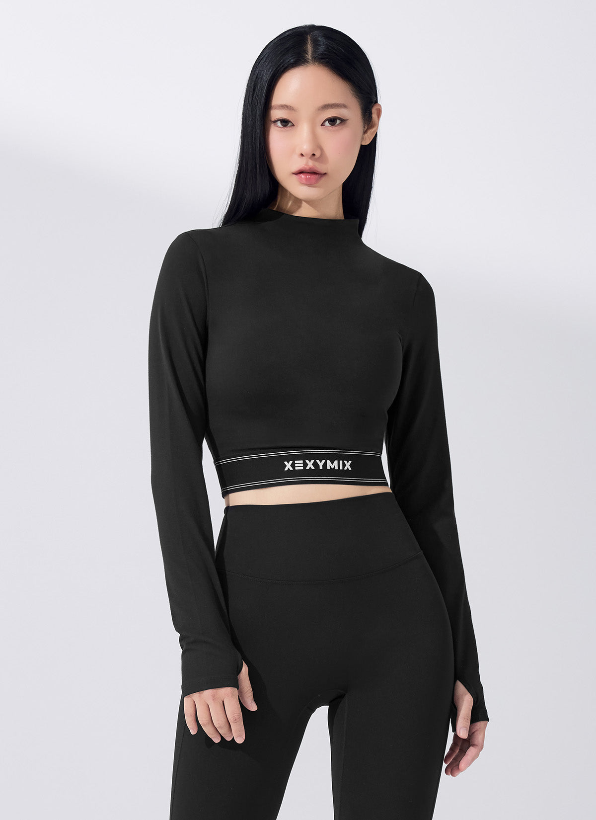 Soft Logo Band Mock Neck Long Sleeve