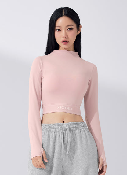 Soft Logo Band Mock Neck Long Sleeve