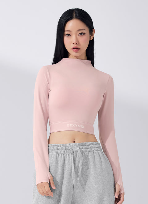 Soft Logo Band Mock Neck Long Sleeve