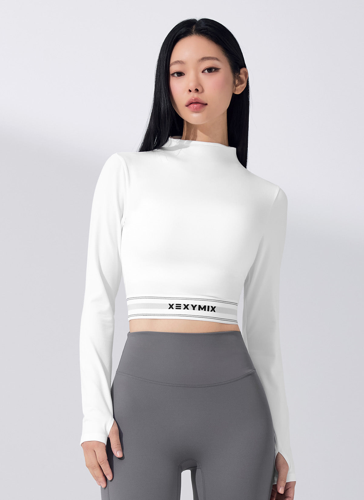 Soft Logo Band Mock Neck Long Sleeve