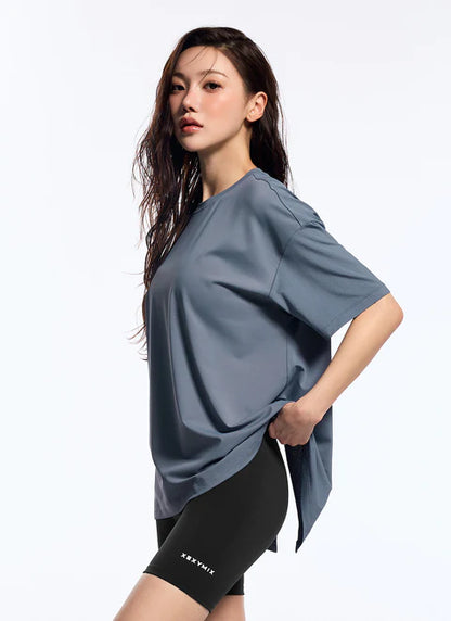 [SET]Ice Feather Mesh 2.0 Back Slit Short Sleeve +Black Label 360N Leggings 3.5