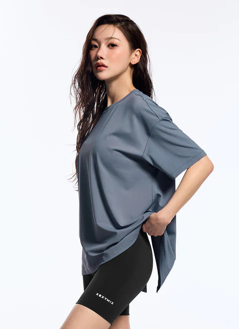[SET]Ice Feather Mesh 2.0 Back Slit Short Sleeve +Black Label 360N Leggings 3.5