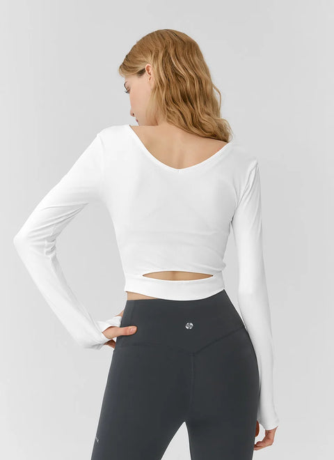 [2 FOR] Ribbed Back Slit Fingerhole Long Sleeve