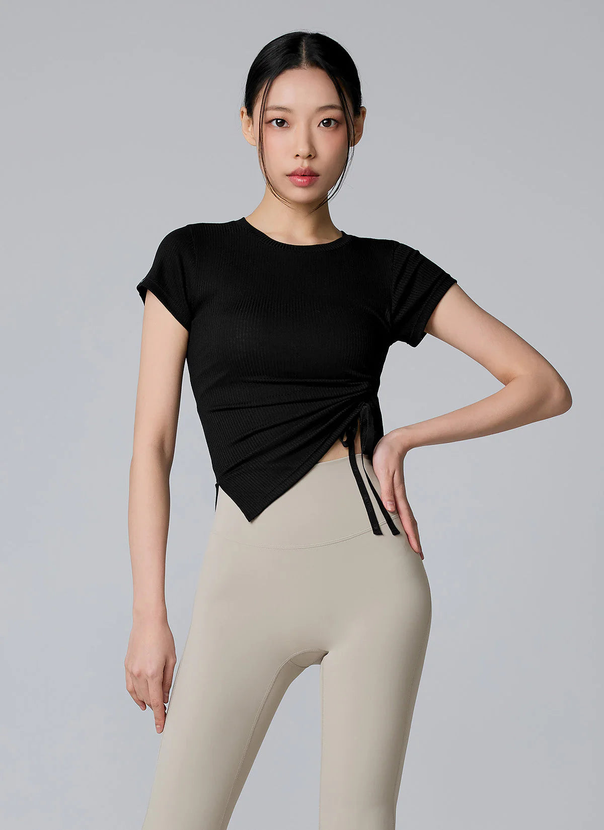 [2 FOR] Soft Ribbed Side String Short Sleeve