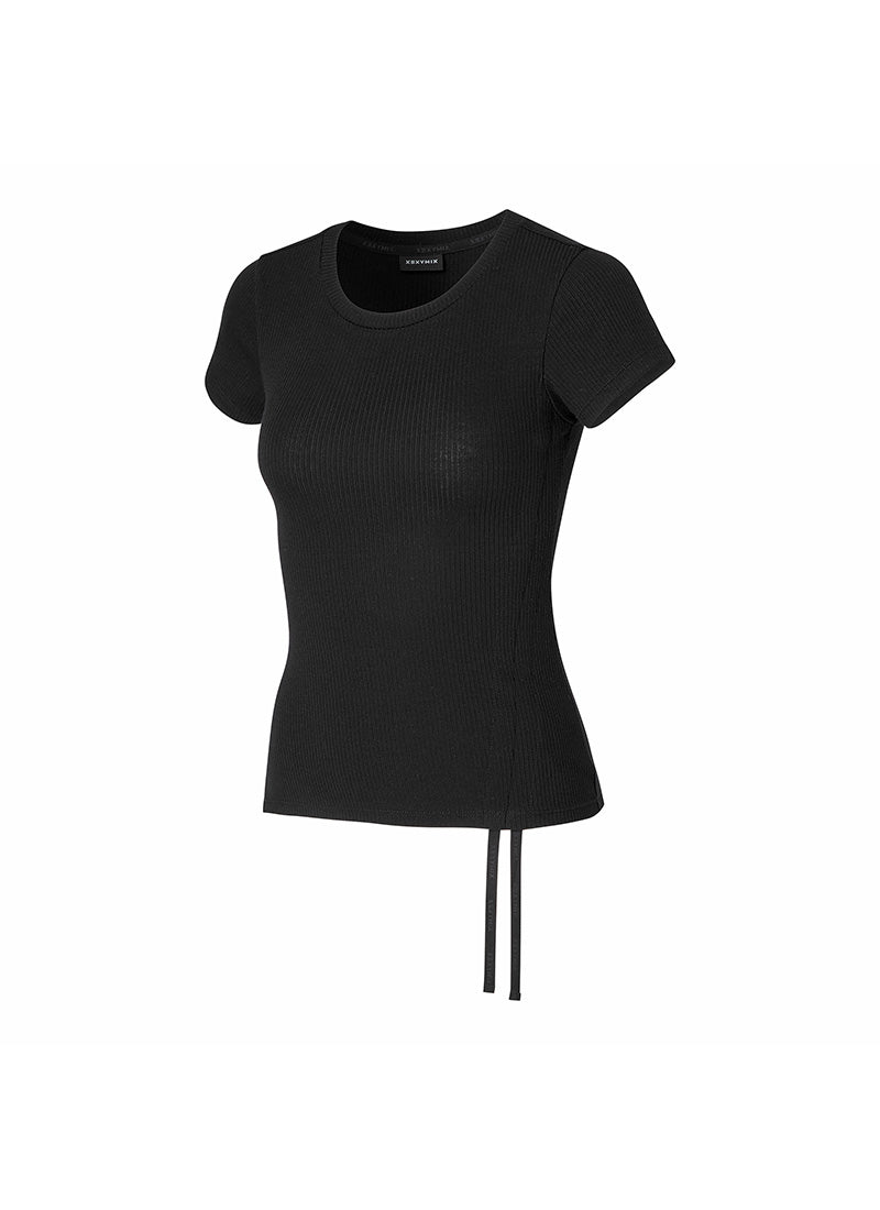 Soft Ribbed Side String Short Sleeve