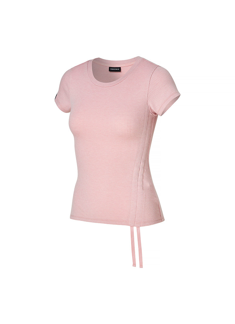 Soft Ribbed Side String Short Sleeve
