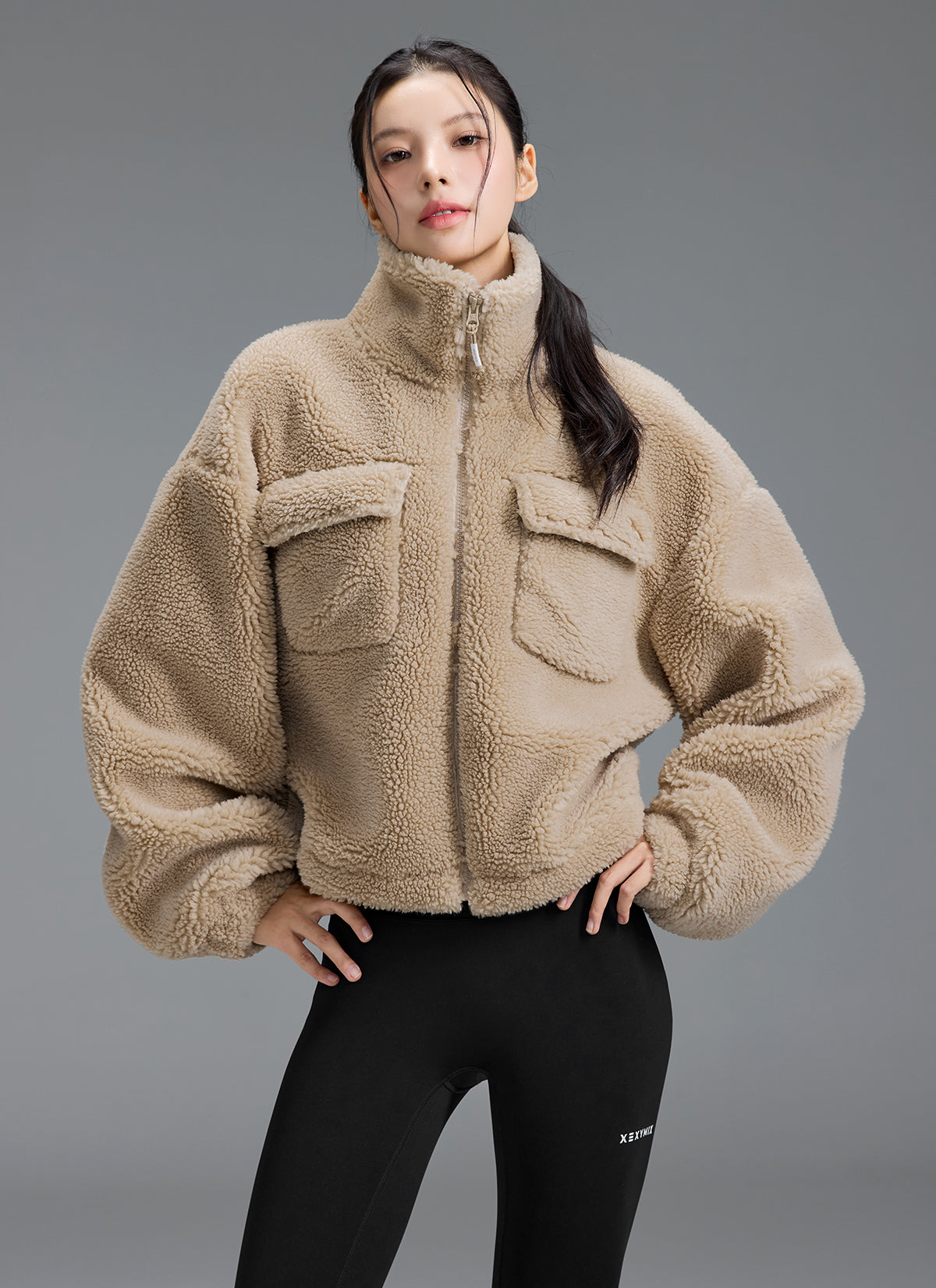 Sherpa High Neck Out Pocket Jacket