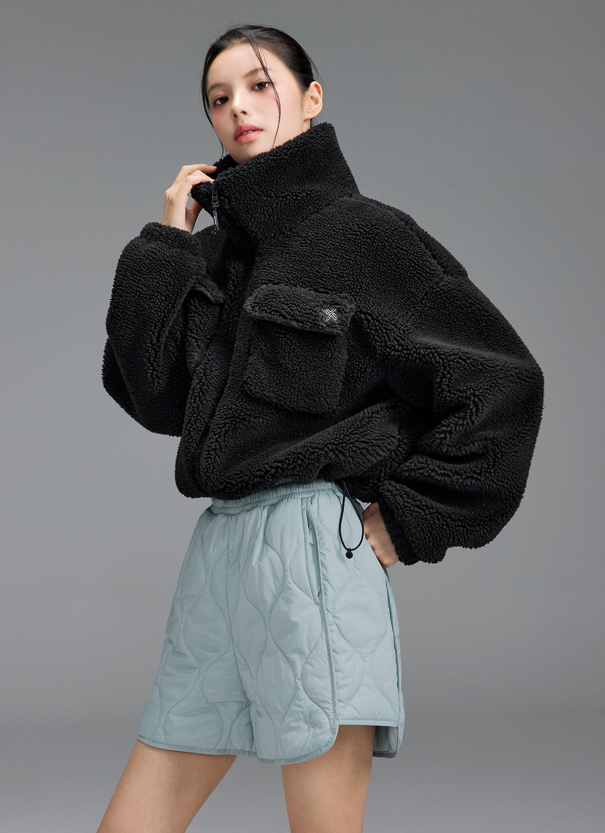 Sherpa High Neck Out Pocket Jacket