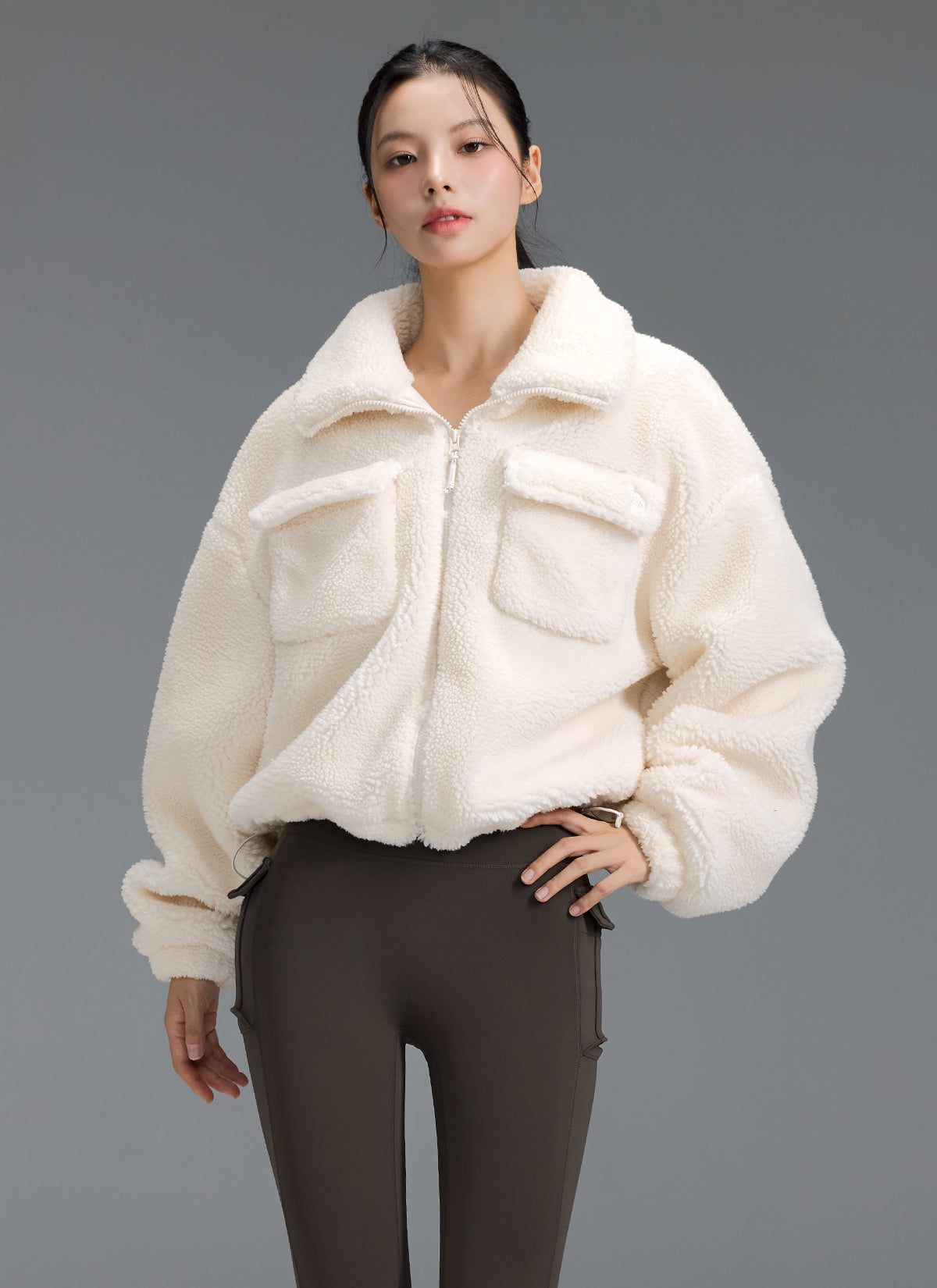 Sherpa High Neck Out Pocket Jacket