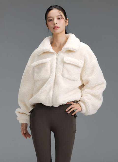 Sherpa High Neck Out Pocket Jacket