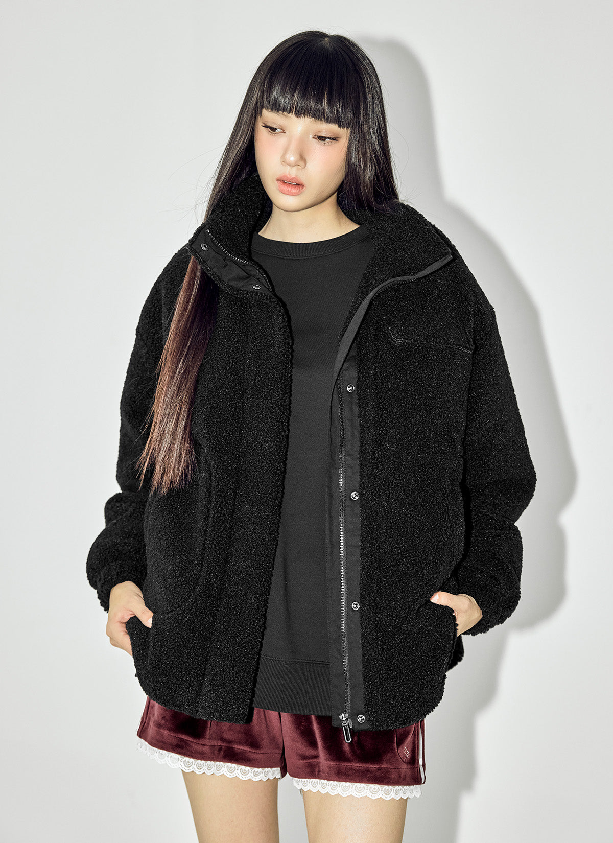 Sherpa High Neck Oversized Jacket
