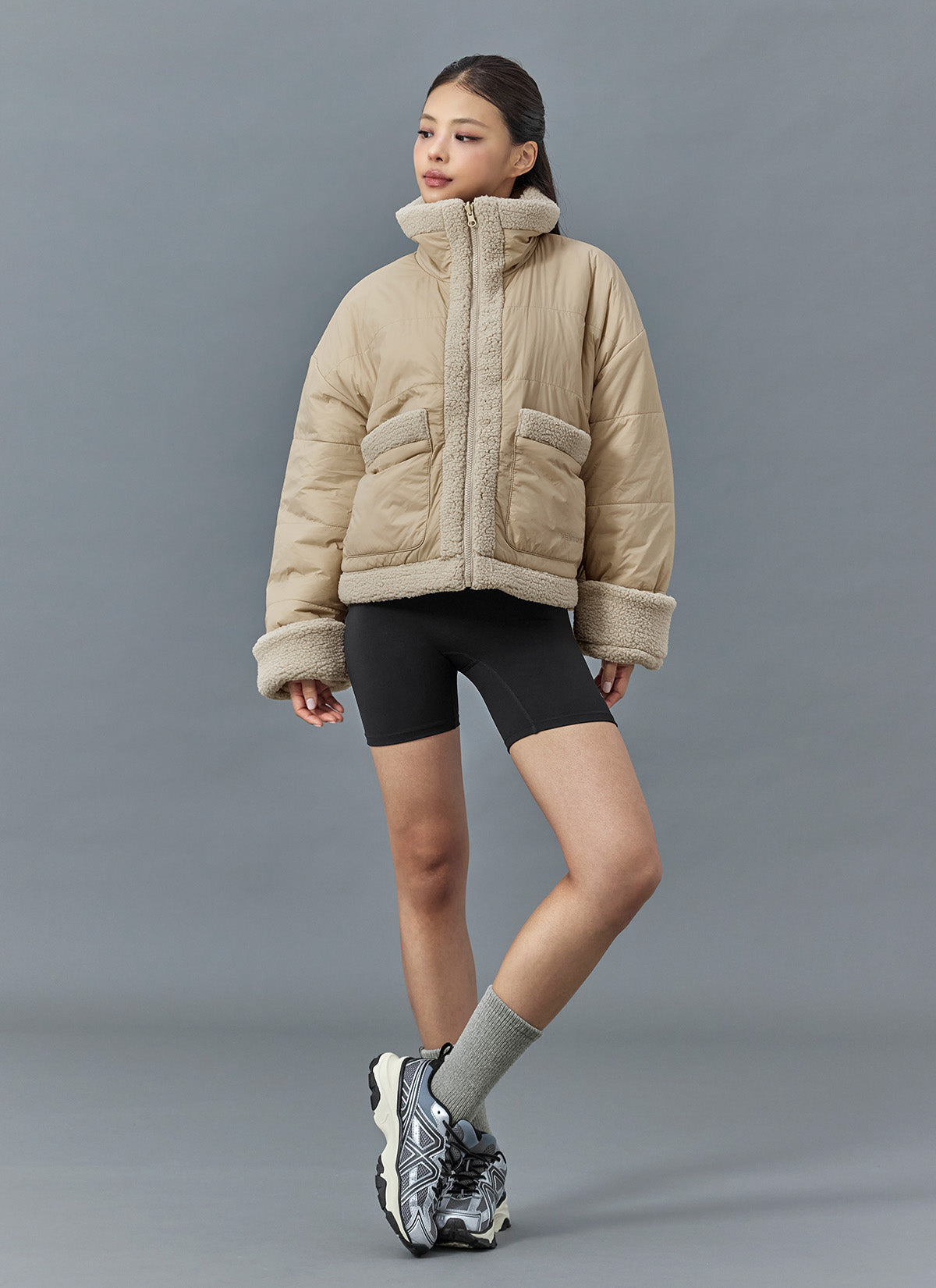 Sherpa Woven Reversible Puffer Jacket
