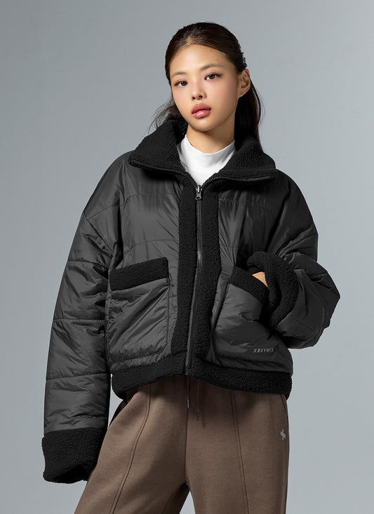 Sherpa Woven Reversible Puffer Jacket