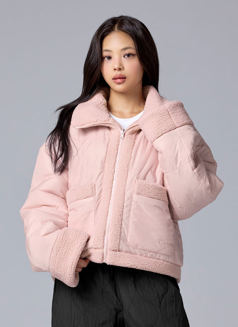 Sherpa Woven Reversible Puffer Jacket