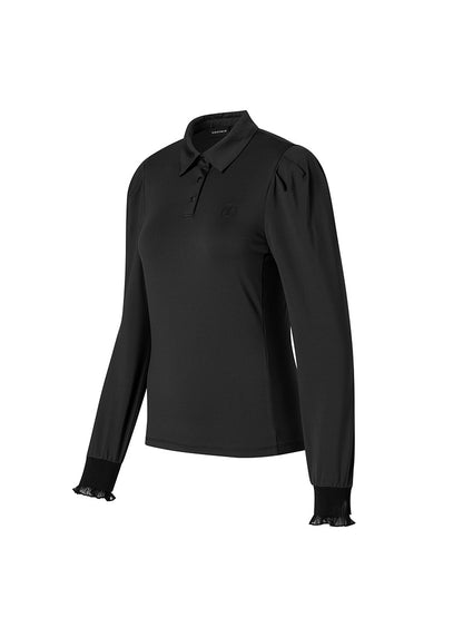 Pleats Cuffs Polo Long Sleeve