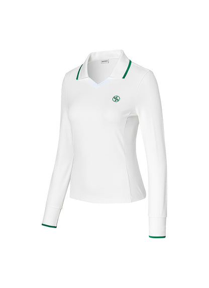 V-Neck Collar Color Block Long Sleeve