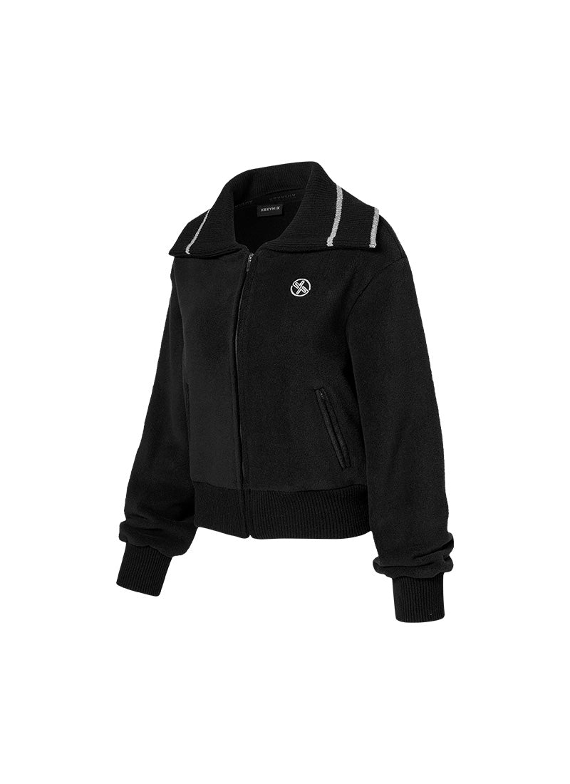 Knit Collar Fleece Jumper