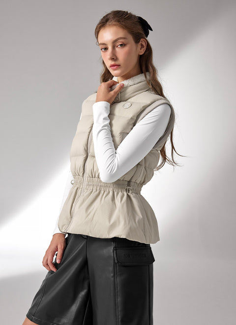 Fur Collar Peplum Down Vest