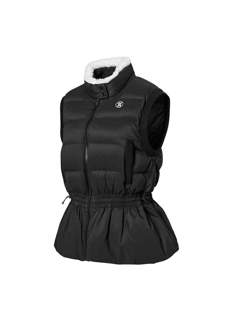 Fur Collar Peplum Down Vest