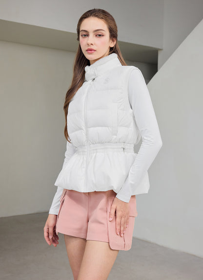 Fur Collar Peplum Down Vest