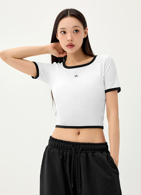 Soft Logo Color Block Cropped Top