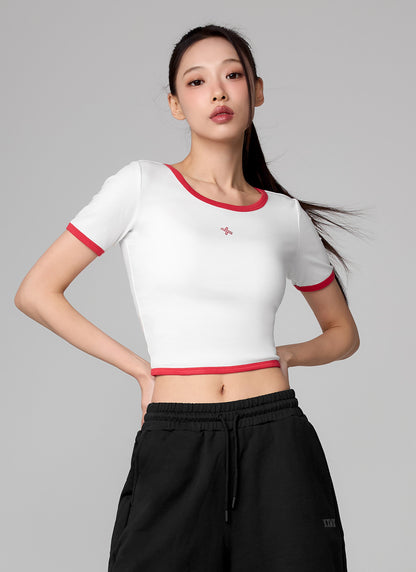 Soft Logo Color Block Cropped Top