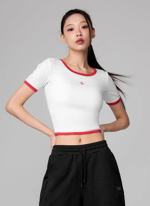 Soft Logo Color Block Cropped Top