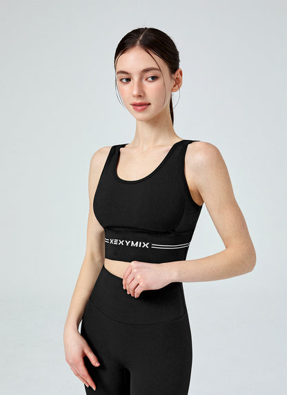 Black Label Power Rise Logo Banding Bra