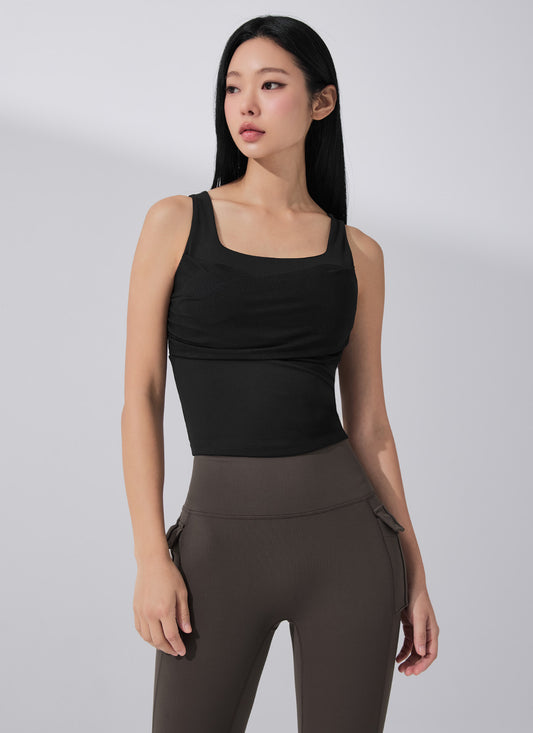 Black Label Power Rise Shirring Tank Top