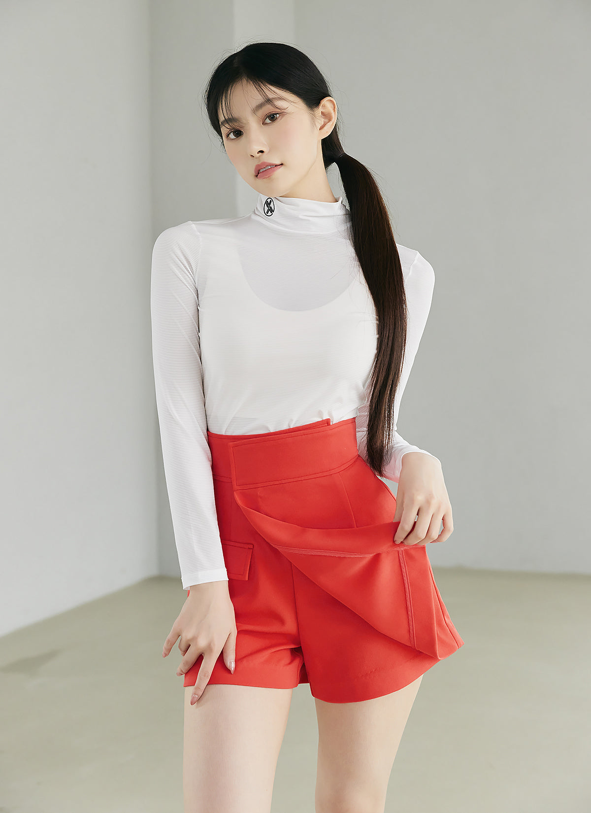 Mock Neck Shirring Base Layer