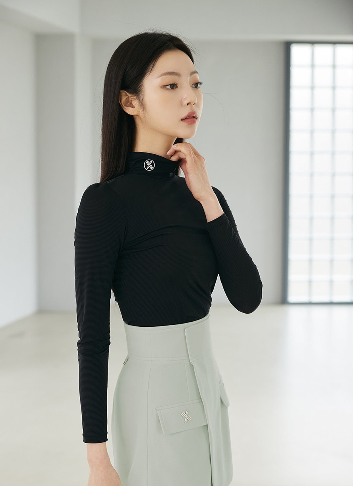 Mock Neck Shirring Base Layer